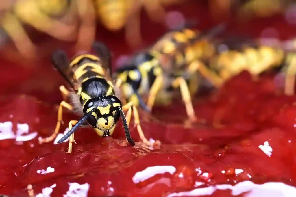 wasps eating jam